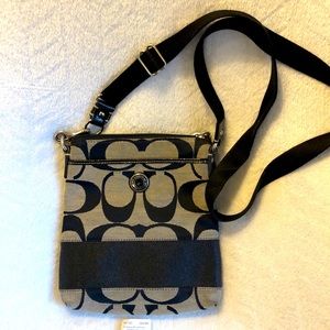 Coach black and white crossbody purse